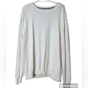 Vintage St. John’s Bay 100% Cotton Crewneck Sweater Cream Size XXL Casual Preppy